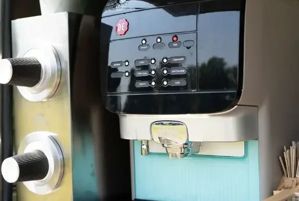 self serve coffee machine in catering trailer